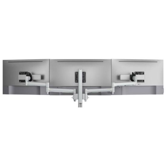 Picture of Atdec AWMS-3-137S4 Triple Monitor Arms with Sliders on 400mm Post. Heavy Duty F-Clamp Desk Fixing, VESA up to 100x100, Silver