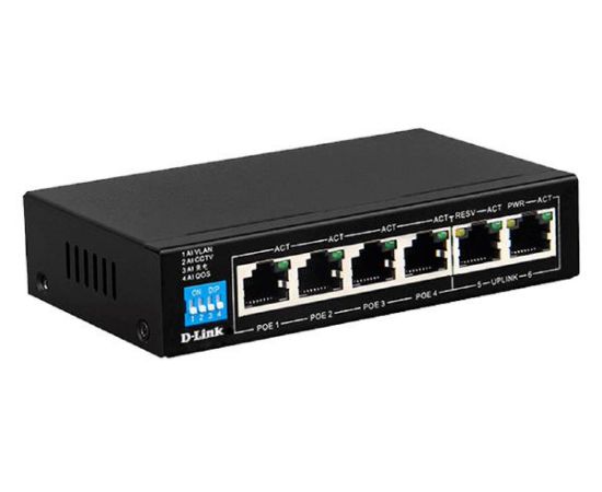 Picture of D-Link 6-Port Unmanaged PoE Switch with 4 PoE RJ45 and 2 Uplink RJ45 Ports
