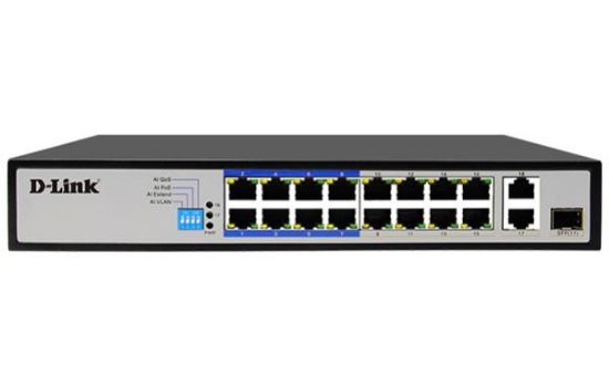 Picture of D-Link 18-Port Unmanaged PoE Switch with 16 PoE RJ45 and 2 Uplink Ports