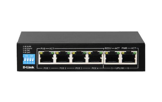 Picture of D-Link 6-Port Gigabit PoE Switch with 4 RJ45 PoE and 2 Uplink Ports