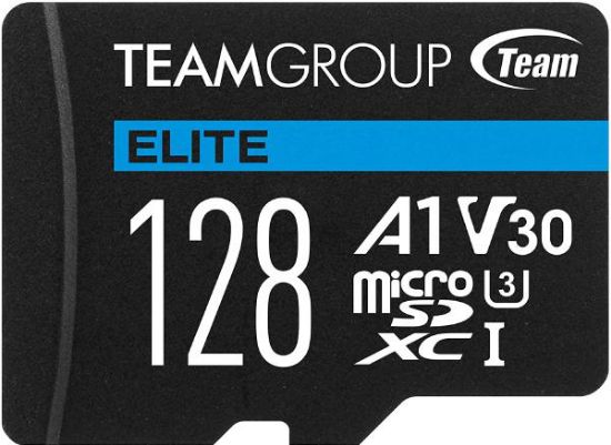 Picture of Team Group Elite A1 MicroSDXC Memory Card 128GB, R/W (Max) 100MB/s 50MB/s, 1500/500 IOPs, V30, UHS-I U3 With SD Adapter