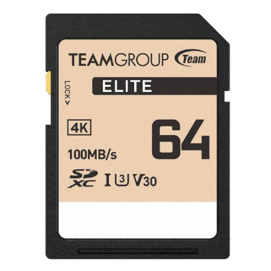 Picture of Team Group Elite SDXC UHS-I U3 V30 High Speed Memory Card 64GB, R/W (Max) 100MB/s 50MB/s