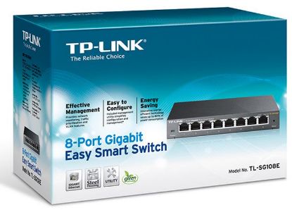Picture of TP-Link TL-SG108E 8-Port Gigabit Easy Smart Switch Provides network monitoring, traffic prioritization and VLAN Web-based user interface Fanless