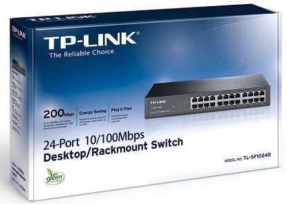Picture of TP-Link TL-SF1024D 24-Port 10/100Mbps Rackmount Unmanaged Switch energy-efficient Supports MAC 13-inch Desktop steel case 4.8 Gbps Switching Cap