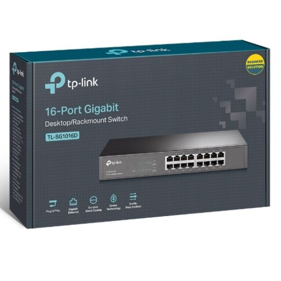 Picture of TP-Link TL-SG1016D 16-Port Gigabit Desktop/Rackmount Unmanaged Switch Energy-efficient Supports MAC Plug&play 32Gbps Switching Capacity