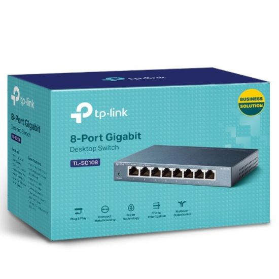 Picture of TP-Link TL-SG108 8-Port Gigabit Desktop Switch Steel Case Fanless 11.9Mpps Support 802.1p/DSCP QoS1 and IGMP Snooping Plug & Play