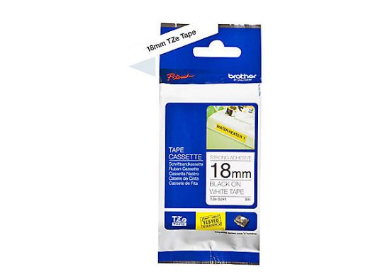 Picture of Brother 18MM Black White Tape Strong Adhesive TZE Tape