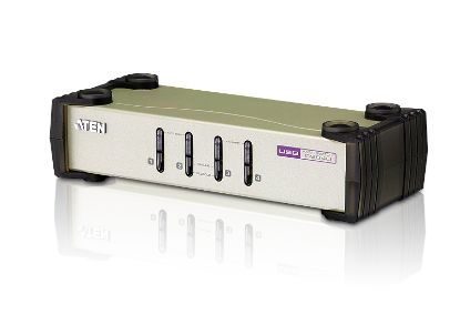 Picture of Aten Desktop KVM Switch 4 Port Single Display VGA, 4x Custom KVM Cables Included, Selection Via Front Panel, Auto Scan Mode,