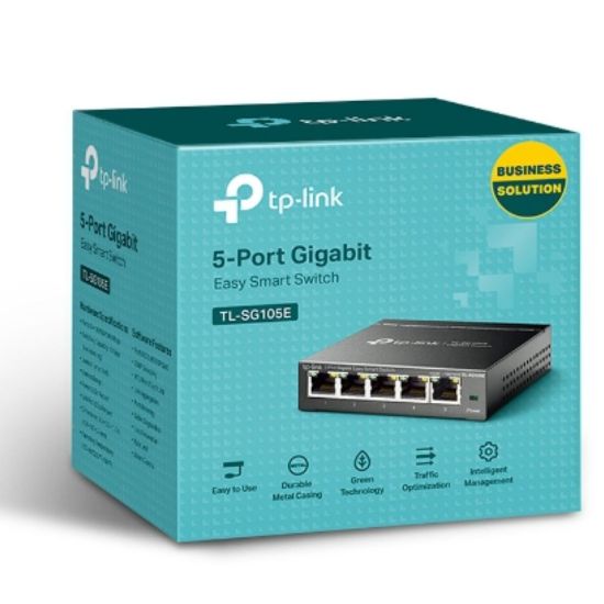 Picture of TP-Link TL-SG105E 5-Port Gigabit Desktop Easy Smart Switch, 5 10/100/1000Mbps RJ45 Ports, MTU/Port/Tag-based VLAN, QoS, IGMP Snooping