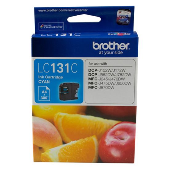 Picture of Brother LC-131C  Cyan Ink Cartridge - to suit DCP-J152W/J172W/J552DW/J752DW/MFC-J245/J470DW/J475DW/J650DW/J870DW - up to 300 pages