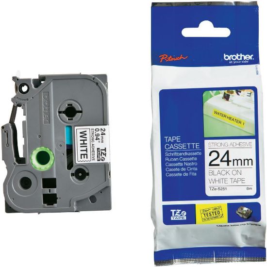 Picture of Brother 24MM Black White Tape Strong Adhesive TZE Tape