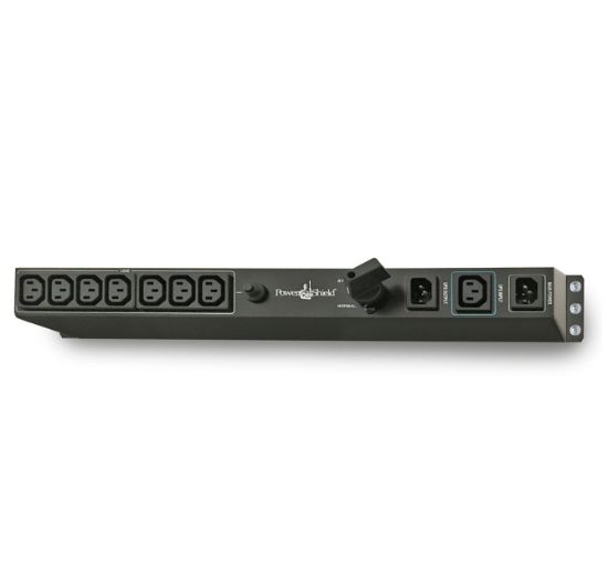 Picture of PowerShield Rack Mount Bypass Switch Plus Hot Swap PDU for 1 & 2kVA, 1U, 10Amp Input, ensures uninterrupted power during maintenance