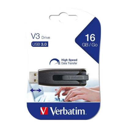 Picture of Verbatim 16GB V3 USB3.0 Grey Store'n'Go V3; Retractable USB Storage Drive Memory Stick