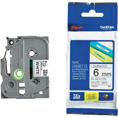 Picture of Brother 6mm Black on White TZE Tape