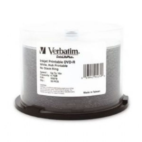 Picture of Verbatim DVD-R 4.7GB 50Pk White Wide Inkjet 16x