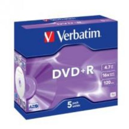 Picture of Verbatim DVD+R 16X Jewel 5pk 4.7GB