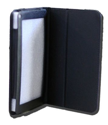 Picture of LeaderTab7 Folio Case Black Faux Leather. Camera hole rear