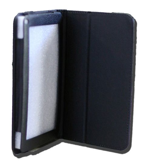 Picture of LeaderTab7 Folio Case Black Faux Leather. Camera hole rear