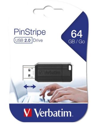 Picture of Verbatim Store'n'Go Pinstripe USB Drive 64GB (Black) – Reliable, Durable, and Ultra Compact – Best Companion for Office  2 Years Limited Warranty