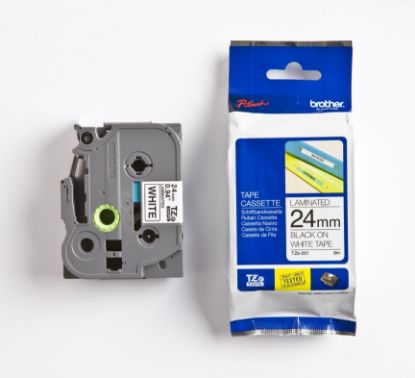 Picture of Brother 24mm Black on White TZE Tape