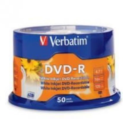 Picture of Verbatim DVD-R 4.7GB 50Pk White InkJet 16x