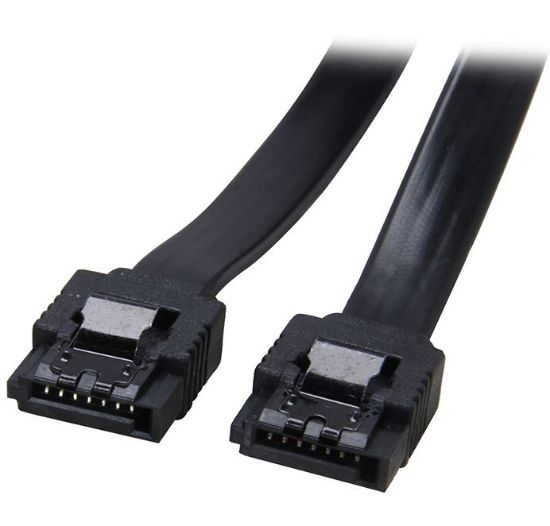 Picture of Astrotek SATA 3.0 Data Cable 30cm 7 pins Straight to 7 pins Straight with Latch Black Nylon Jacket 26AWG
