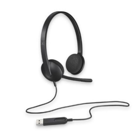 Picture of Logitech H340 Plug-and-Play USB Headset with Noise Cancelling Microphone Comfort Design for Windows Mac Chrome 2yr wty Headphones