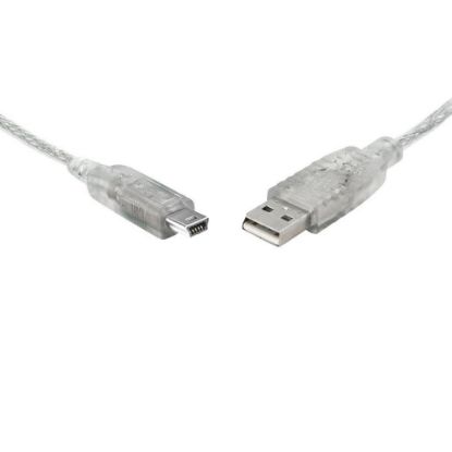 Picture of 8Ware USB 2.0 Cable 3m A to B 5-pin Mini Transparent Metal Sheath UL Approved
