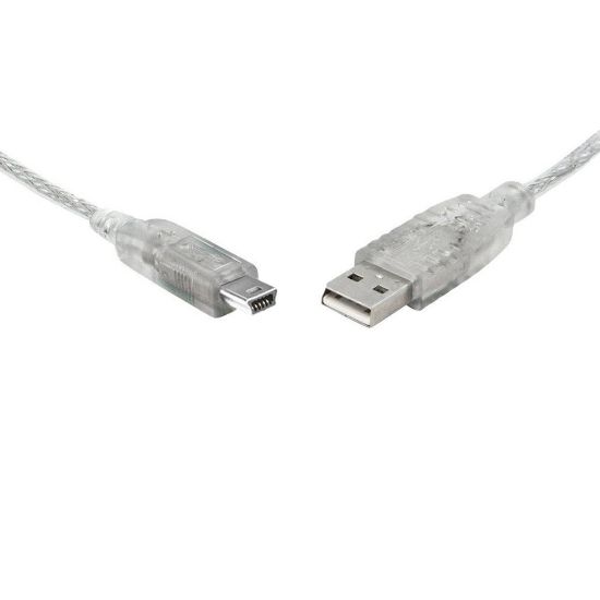 Picture of 8Ware USB 2.0 Cable 3m A to B 5-pin Mini Transparent Metal Sheath UL Approved