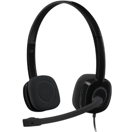 Picture of Logitech H151 Stereo Headset Light Weight Adjustable Headphones with Microphone 3.5mm jack In-line audio controls Noise-cancelling