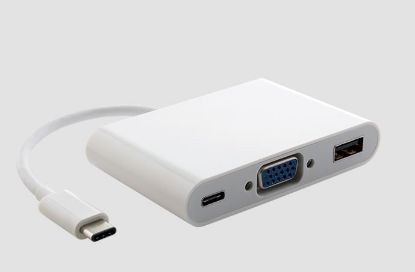 Picture of Astrotek Thunderbolt USB 3.1 Type C (USB-C) to VGA + USB + Card Reader Video Adapter Converter Male to Female for Apple Macbook Chromebook Pixel White