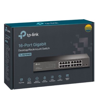 Picture of TP-Link TL-SG1016DE 16-Port Gigabit Easy Smart Switch Network Monitoring, Traffic Prioritization & VLAN Features Web-based User Interface