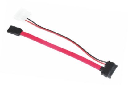 Picture of Astrotek Slim SATA Cable 30cm + 10cm 6 pins + 7 pins to 4 pins + 7 pins Red Colour