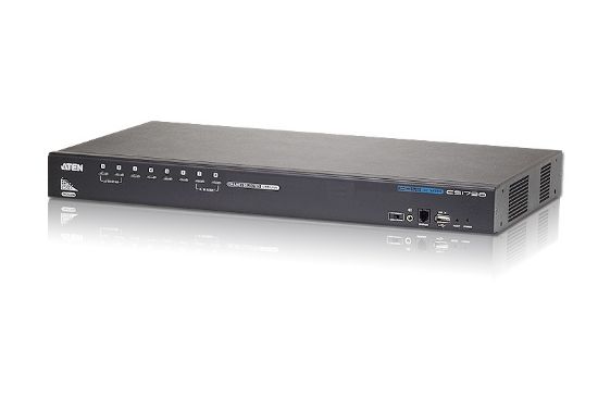 Picture of Aten Desktop KVM Switch 8 Port Single Display HDMI w/ Audio, 2x Custom KVM Cables Included, Cascadable Up to 512 Computers via 3 Levels, Multi Display