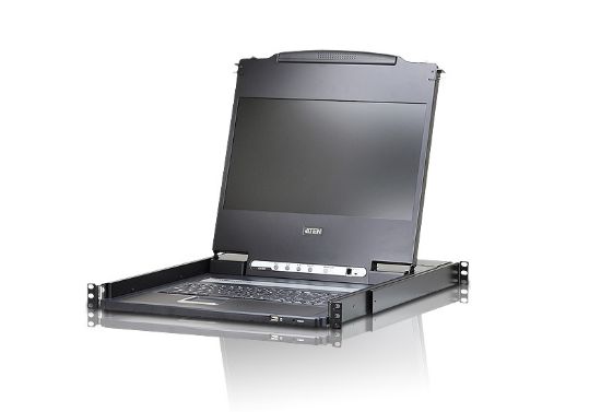 Picture of Aten Rackmount Single Rail LCD Console VGA,HDMI,DVI & VGA w/ 17.3' LCD Display, 1x Custom KVM Cable Included, 1920x1080@60hz Display, LED Illumination