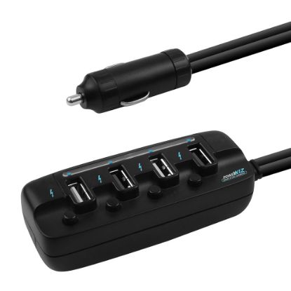 Picture of mbeat® 4 Ports USB Rapid Car Charger - 40W Rapid Smart Charger/Individual ON/OFF switches/90cm Extension Cable Design