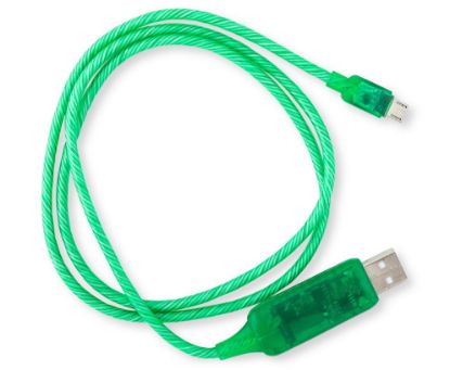 Picture of Astrotek 1m LED Light Up Visible Flowing Micro USB Charger Data Cable Green Charging Cord for Samsung LG Android Mobile Phone