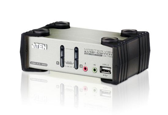 Picture of Aten Desktop KVMP Switch 2 Port Single Display VGA w/ audio & OSD, 2x Custom KVM Cables Included, 2x USB Port, Selection Via Front Panel