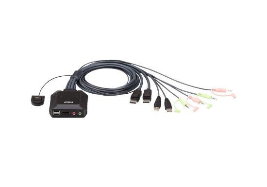 Picture of Aten Compact KVM Switch 2 Port Single Display Display Port w/ Audio, Remote Port Selector, USB Hot-Plugging