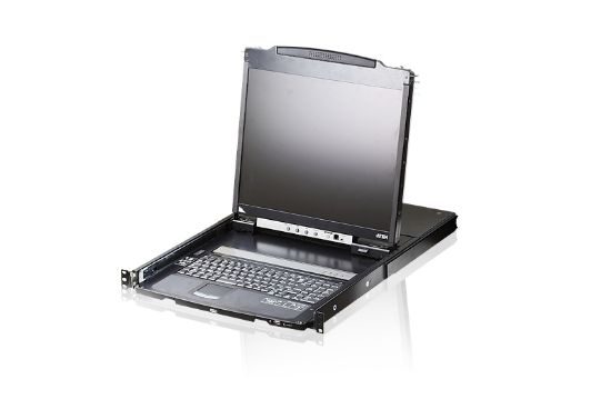 Picture of Aten Rackmount Dual Rail LCD Console VGA PS/2-USB w/ 19' LCD Display, 1x Custom KVM Cable Included, 1280x1024@75hz Display, LED Illumination