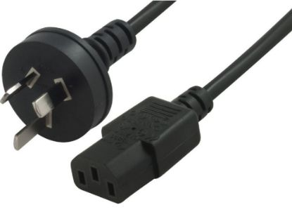 Picture of Astrotek AU Power Cable 2m - Male Wall 240v PC to Power Socket 3pin to IEC 320-C13 for Notebook/AC Adapter Black AU Certified