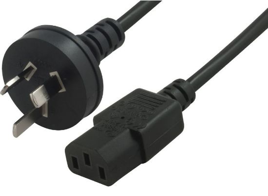 Picture of Astrotek AU Power Cable 2m - Male Wall 240v PC to Power Socket 3pin to IEC 320-C13 for Notebook/AC Adapter Black AU Certified