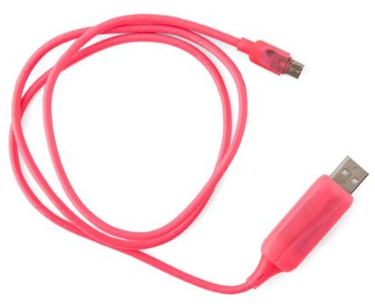Picture of Astrotek 1m LED Light Up Visible Flowing Micro USB Charger Data Cable Pink Charging Cord for Samsung LG Android Mobile Phone