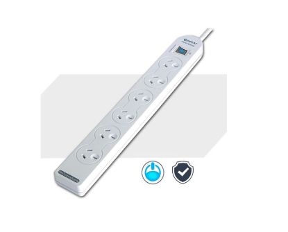 Picture of Sansai 6-Way Power Board (137P) with Master Switch Overload Protecte Reset button Indicator Light 100CM Lead 240VAC 10A