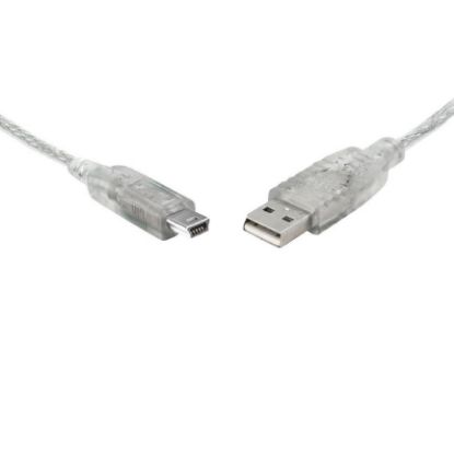 Picture of 8Ware USB 2.0 Cable 1m A to Mini-USB B Male to Male Transparent