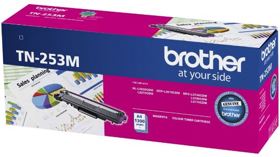 Picture of Brother TN-253M Magenta Toner Cartridge to Suit -  HL-3230CDW/3270CDW/DCP-L3015CDW/MFC-L3745CDW/L3750CDW/L3770CDW (1,300 Pages)