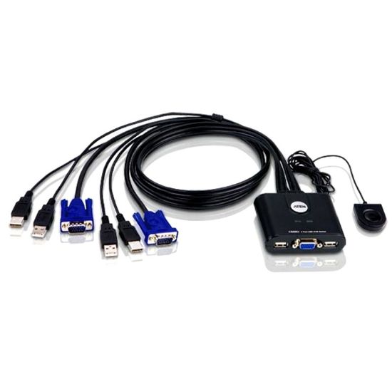 Picture of Aten Compact KVM Switch 2 Port Single Display VGA, Remote Port Selector, USB Hot-Plugging
