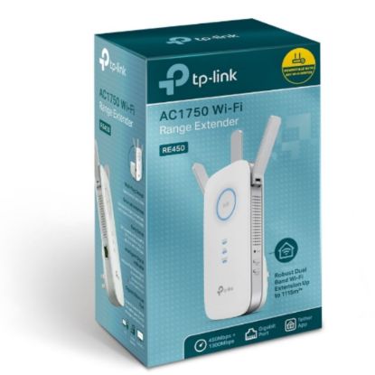 Picture of TP-Link RE450 AC1750 1750Mbps Wi-Fi Range Extender 450Mbps@2.4GHz 1300Mbps@5GHz 1Gbps LAN Port 3xAntennas ~RE580D RE590T