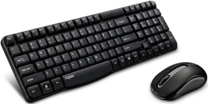 Picture of RAPOO X1800S 2.4GHz Wireless Optical Keyboard Mouse Combo Black - 1000DPI Nano Receiver 12m Battery (Black)