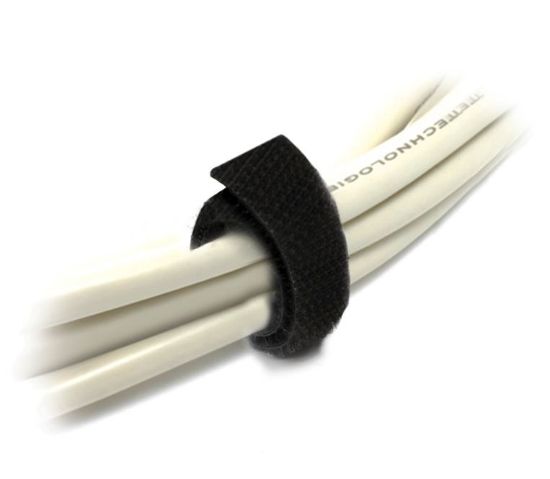 Picture of 8Ware 25m x 12mm Velcro Wide Cable Tie Hook & Loop Continuous One Sided Self Adhesive Fastener Sticky Tape Roll Black